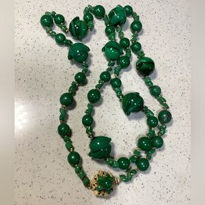 Miriam Haskell Malachite 80’s Elegant Green Beaded Necklace